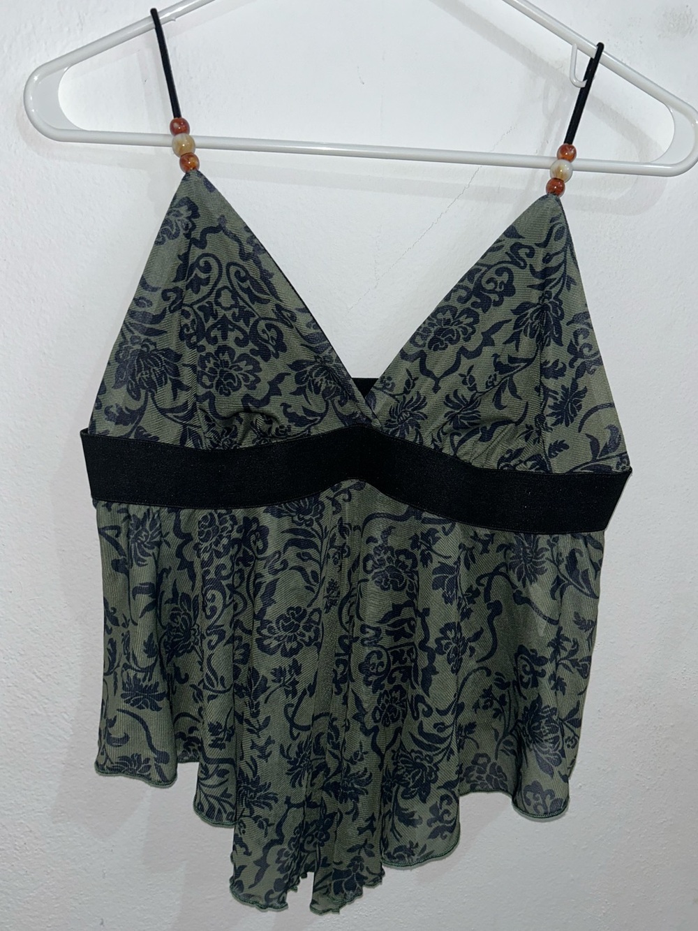 Green and Black Floral Tank Top